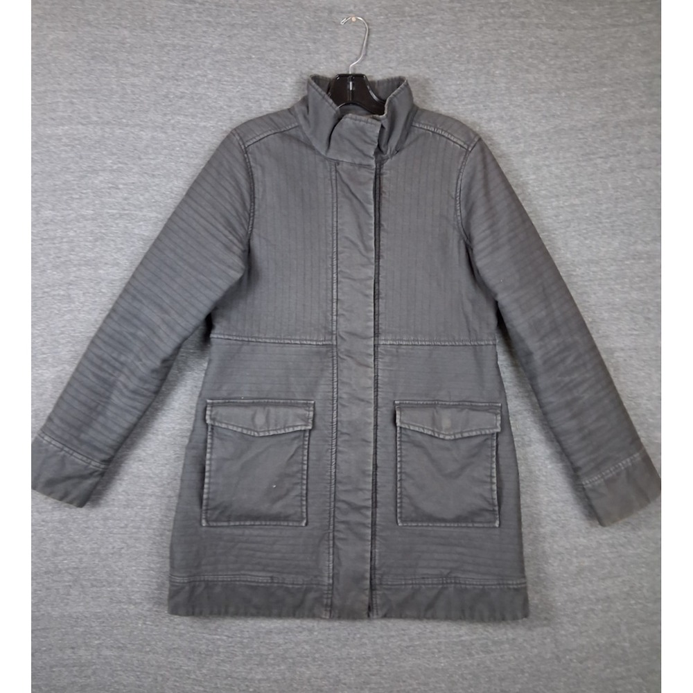 Prana Womens Coat Small Gray Trip Jacket Organic Cotton Gorp Rustic Minimalist